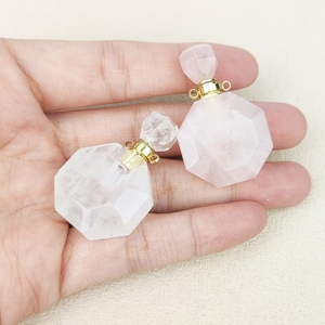 Toptan doğal taş parfüm şişesi kolye pembe kuvars ametist yeşil aventurin flakon kolye takı kolye aksesuar - Product Image 2