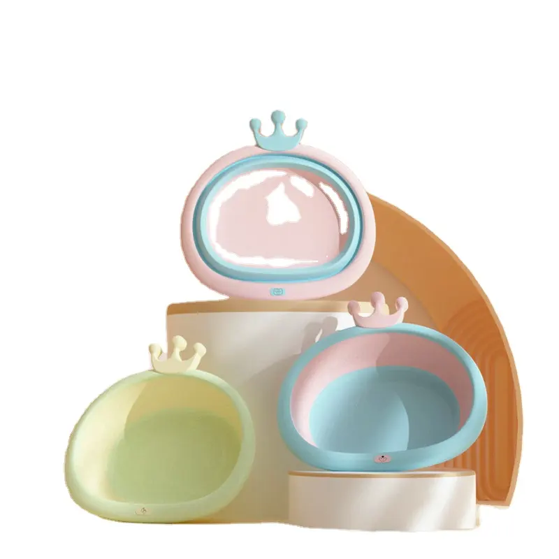 Baby Wash Basin Dobrável De Plástico Bonito Dos Desenhos Animados Dobrável Lavatório Infantil Banheira De Lavagem Para O Rosto Pé Bunda Home Travel Care