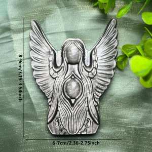 Vente en gros de pierres de cristal de guérison en obsidienne argentée de style bohème naturel, sculptées en forme d'ange, pour la décoration de la maison et les cadeaux - Product Image 3