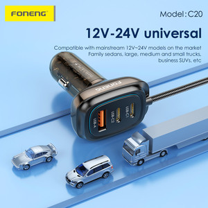อะแดปเตอร์ชาร์จเร็วในรถยนต์ Foneng 66W 3 พอร์ต USB C พร้อมที่จุดบุหรี่ และสาย Type C to C ยาว 1 เมตร สำหรับ Samsung iPhone 16 - Product Image 6