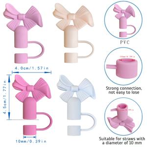 Bonito Tapón de Silicona Reciclable de 10mm con Diseño de Lazo para Pajitas, Accesorios para Vasos con Tapón Antipolvo, Accesorios para Bebidas para Vasos de Agua y Bares - Product Image 4