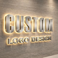 Lettres en relief personnalisées rétroéclairées par LED, logo en métal 3D, signalétique commerciale découpée au laser pour les magasins, les réceptions, les murs, fabrication OEM