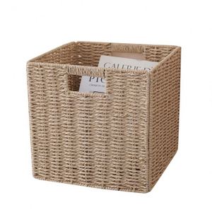 <b>Foldable</b> Rattan-Style Hand-Woven Rustic Storage <b>Basket</b> for <b>Laundry</b> Underwear Toys & Snacks - Product Image 5