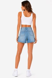 Shorts in Denim a Vita Alta con Orlo Sfilacciato, in Cotone Stonewashed, Stile Casual per l'Estate - Product Image 4