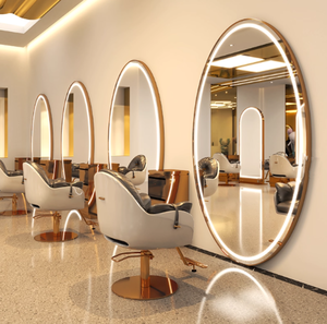 Station de coiffure portable avec miroir mural moderne en verre, pour la coupe de cheveux, avec plusieurs espaces de rangement, idéale pour les centres commerciaux - Product Image 3