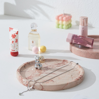 Plateau de vanité rond en marbre naturel, plateau organisateur de cosmétiques et de bijoux en pierre pour comptoir de salle de bain