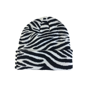 Gorro con estampado de <span class=keywords><strong>vaca</strong></span> personalizado, gorro de calavera con puños de punto, gorros de reloj de doble capa para mujeres y hombres, logotipo personalizado - Product Image 2
