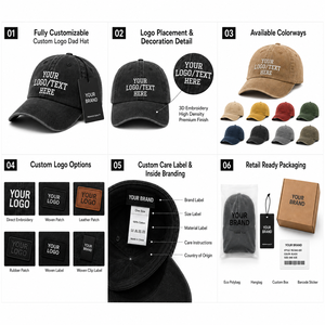 Gorra de Béisbol Personalizada Estilo Papá de 6 Paneles para Niños, Estilo Vintage Retro, de Algodón Chino Desgastado y Lavado a la Piedra - Product Image 5