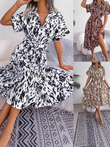 26 Robes longues d'été sexy pour femmes, style européen et américain, col en V, taille empire, style bohème, vente chaude transfrontalière 104 - Product Image 2