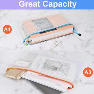 Transparent PVC Mesh Zipper Pouch Bags A3/A4 Size Puzzle Bags for Travel Storage Office & School Supplies Organization - Product Image 4
