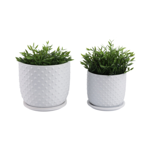 Vasi in Ceramica con Sottovaso Bianchi Moderni per Interni ed Esterni, Vasi Decorativi per Casa e Giardino - Product Image 2