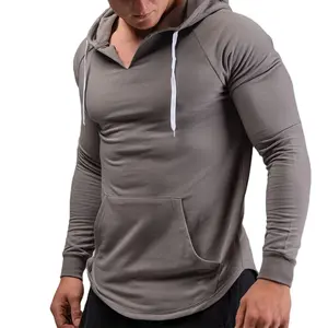 Fashion Style Lightweight Softness Fleece Hoodie Dovetail Details Pullover V Neck Mens Gym Hoodies