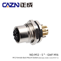 Enchufe de Metal hembra montado en la parte trasera/frontal M12, 8 pines, tornillo de bloqueo codificado en X, M16 * 1,5, receptáculo de soldadura/PCB