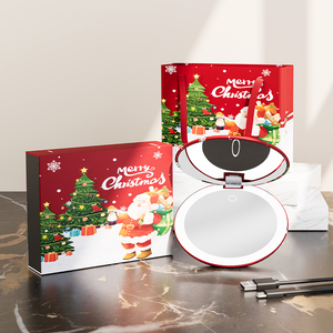 Cầm tay gấp có thể sạc lại LED thắp sáng du lịch 1X 10x Độ phóng đại xách tay Vòng Magnifying nhỏ gọn gương trang điểm cho quà tặng - Product Image 2