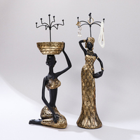 Décoration de la maison Art moderne luxe noir et or Figurine pour femme ornements meubles de salon accessoires pour la maison cadeaux de décoration