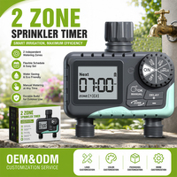 Programmateur d'arrosage numérique 2 zones étanche IP65 à double sortie avec écran LCD pour l'irrigation des pelouses, OEM disponible