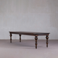 Table à manger rectangulaire vintage en bois massif de style français, 8 places, meubles de salle à manger durables de style farmhouse