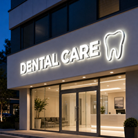 Enseigne lumineuse 3D LED personnalisée en aluminium pour clinique dentaire, lettres en relief rétroéclairées pour logo mural de cabinet dentaire