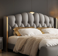 Fabricantes de Muebles de Dormitorio de Calidad, Cama King Size de Lujo Moderna con Estructura de Cuero, Cabecera Tapizada de Cuero para Cama Doble Alta