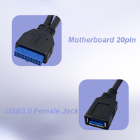 Cable USB 3.0 de 20 pines para placa base de 25 cm, con 2 puertos USB 3.0 hembra para panel frontal, precio de fábrica al por mayor