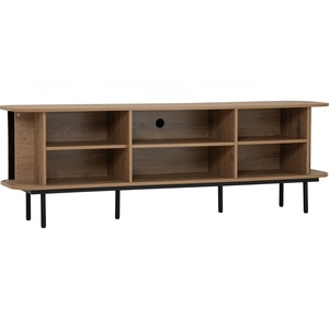 Industrial Metal <b>Frame</b> 1.8m <b>Oak</b> Colour MALMO TV Cabinet Export from Malaysia Sturdy Media Console for Urban Living Room Decor - Product Image 2