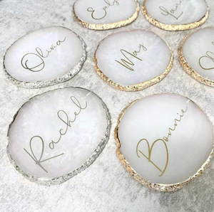 Uionen Personalized Custom Resin Agate Coasters Wedding Party Plates <b>Table</b> Setting Decorations and Name <b>Cards</b> - Product Image 4