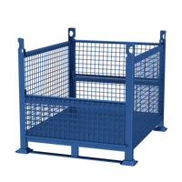 Conteneur en treillis métallique galvanisé robuste, pliable et empilable, cage à palettes en acier pour le stockage en entrepôt