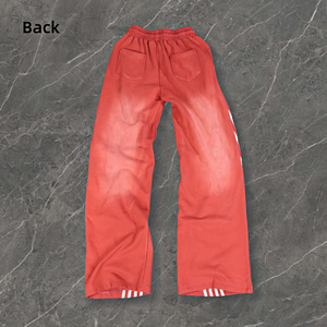 Pantalones de Algodón Grueso de Alta Calidad para Hombre, con Lavado Ácido Personalizado, Lavado Desgastado, Bordado y Raya Lateral, a la Moda - Product Image 4