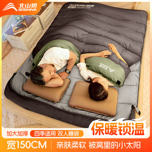 Busy Sleeping Bag For Adults Outdoor Winter Warm Thickened Portable Dual Use Quilt Detachable SL089 - Product Image 3