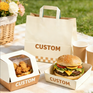 กล่องกระดาษแบบกำหนดเองสำหรับอาหารแบบนำกลับบ้าน กล่องอาหารกลางวันแบบใช้แล้วทิ้ง เกรดสำหรับอาหาร บรรจุภัณฑ์อาหารแบบกำหนดเอง - Product Image 1