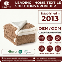 Orvetex Textile de maison personnalisé, couverture double face confortable et chaude en jacquard Sherpa & Sherpa pour un usage domestique