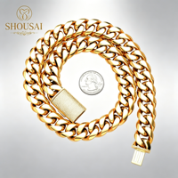 Collar de eslabones cubanos de estilo hip hop urbano europeo-americano, chapado en oro de 18K, con microincrustaciones de circonita y cierre de lujo, 12 14 18 20 22mm