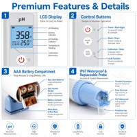 pH-mètre numérique portable professionnel, testeur de température ORP, étanche IP67, sonde remplaçable ATC, moniteur de qualité de l'eau