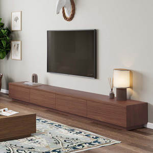 Kainice moderno <span class=keywords><strong>legno</strong></span> nero TV Cabinet minimalista lungo Media Console con 4 cassetti piano TV Stand e tavolino per Hotel - Product Image 4