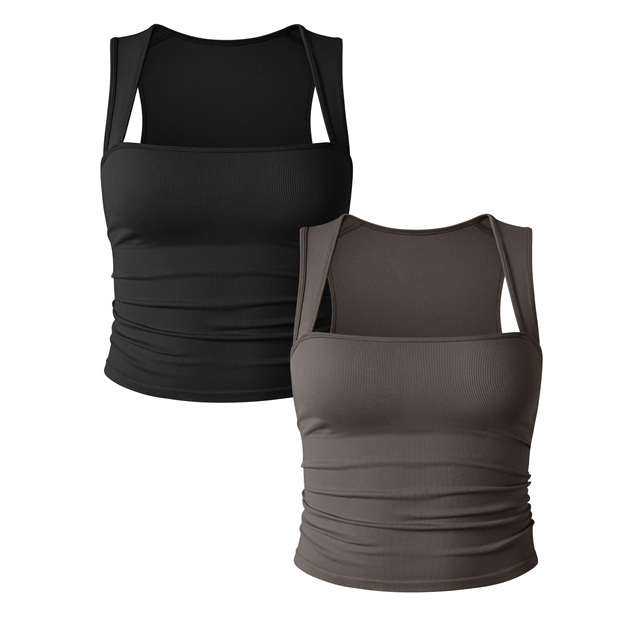High Quality Seamless Fitness Yoga Wear Sleeveless Square Neck Yoga Crop Top