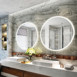 Kính Lúp Chiếu Sáng Phòng Tắm Gia Đình Hàng Hóa Led Thắp Sáng Vô Cực Thông Minh Nhãn Hiệu Riêng Hồng Led Gương Cạo Râu Tròn Với Đồng Hồ - Product Image 5