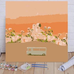 Peinture à l'huile personnalisée à faire soi-même par numéros 30x30cm – Dessin facile – Affiches de voyage vintage – Série Paysages d'été - Product Image 6