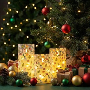 Bougie électronique lumineuse avec motif de bonhomme de neige de Noël imprimé UV, motif interchangeable, 75 fonctions - Product Image 1