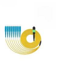 Kabel Breakout MPO 24 LC 1m 12 Core MPO ke SC, Kabel Patch Fiber Multimode OM4 100g, Panel Patch Fiber Optik MPO untuk Pusat Data