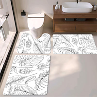 Ensemble de tapis de bain de Noël antidérapants et imperméables, 3 pièces, en forme de U, pour toilettes et lavabo, avec support en caoutchouc antidérapant sécurisé