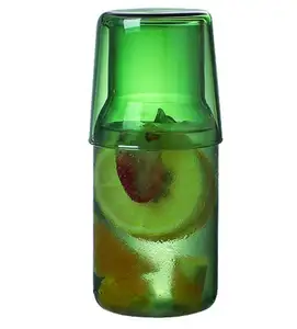 Jarra de agua personalizada de estilo japonés para una persona, jarra de agua de vidrio de pequeña capacidad con juego de una taza, garrafa de agua, venta al por mayor