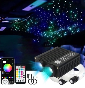 Kit de Plafonniers Étoilés à Fibre Optique LED RGBW 26W Scintillants pour Voitures, Projecteur de Ciel Étoilé Entrée 12V <span class=keywords><strong>avec</strong></span> Fibre PMMA 0,75mm - Product Image 1