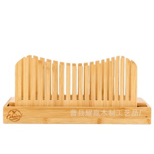 Bamboo <b>Bread</b> <b>Cutter</b> With Removable Tray Folding Toast Slicer For Kitchen Baking Tools - Product Image 5
