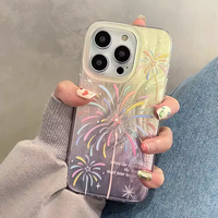 Casing HP Akrilik Love Fireworks untuk iPhone 16 15 14 Pro Max 13 12 11 Pro XS 17 Plus, Pelindung Layar Anti Benturan