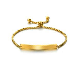Bracciale personalizzato regolabile in oro placcato acciaio inossidabile per le donne e i bambini nome incidibile al Laser per i regali - Product Image 1