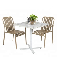 Ensemble de table et chaises en aluminium moderne personnalisable, mobilier de restaurant, robuste, empilable, usage commercial, salon extérieur