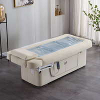 Table de massage multifonctionnelle moderne en acier inoxydable pour cils, table de beauté électrique avec lumière d'ambiance LED pour salon et salon de beauté