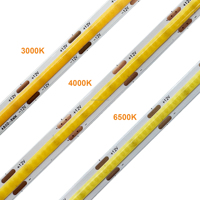 Tira de Luz LED COB OEM de 12v 24V 480 LEDs/M, Alta Densidad, Sin Puntos Visibles, CRI90+, Blanco Cálido, Blanco Frío, Flexible, Lineal