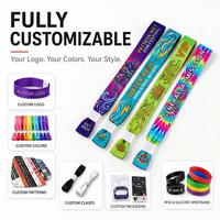 Bracelets jetables écologiques imprimés sur mesure avec logo personnalisé en tissu polyester pour événements de clubs et festivals de musique