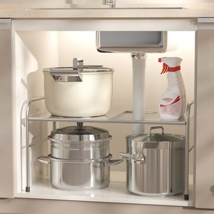 Rust Resistant Durable Stainless Steel Expandable Non-Folding <strong>Steady</strong> Shelf Adjustable Width Flexible Design Modern Storage <strong>Rack</strong> - Product Image 4